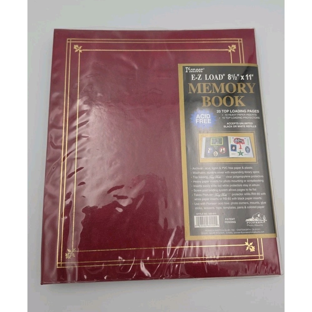 Pioneer E-Z Load 8.5x11 Memory Book Burgundy Scrapbook Album MB-811